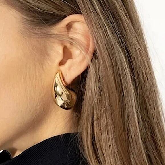 Gold Plated Water Drop Earrings - Picture 3 of 11